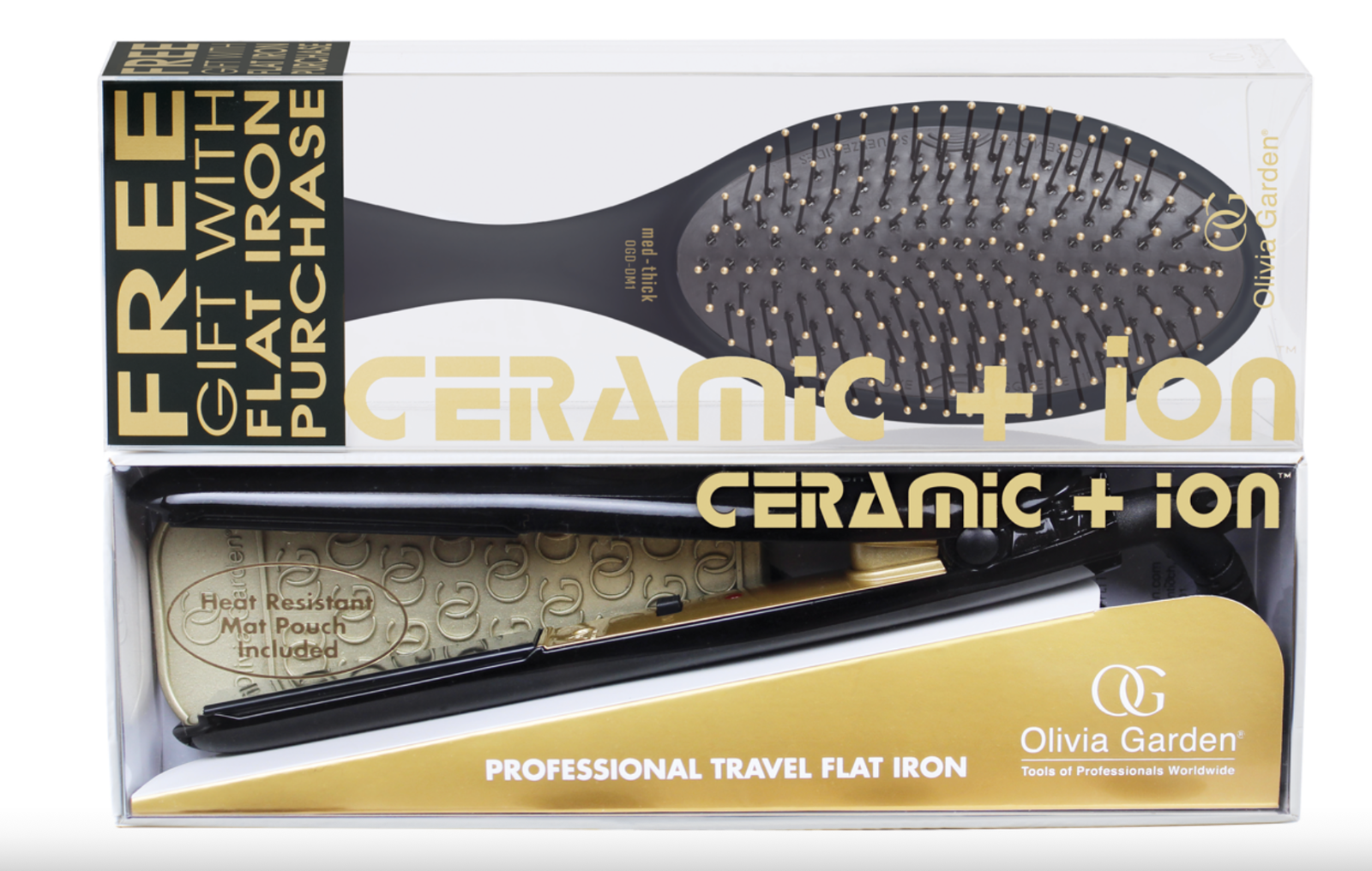 Olivia Garden Travel Flat Iron W/Silicone Heat Mat and FREE Detangling Brush - Tru Beauty Salon Services